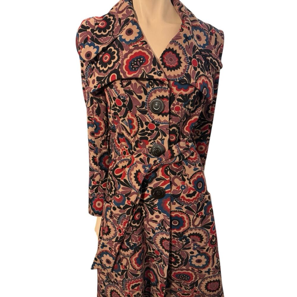 Betsey Johnson Vintage Velour Trench Coat Size 10 Y2K Black Label